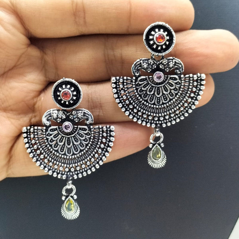 FS Collection Oxidised Plated Pota Stone Dangler Earrings