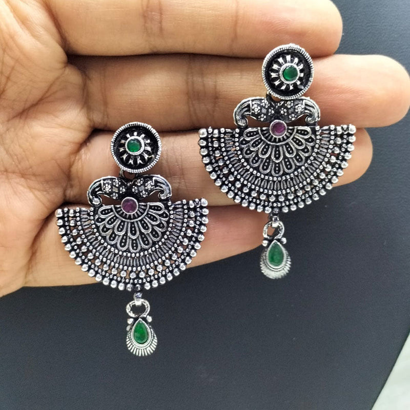 FS Collection Oxidised Plated Pota Stone Dangler Earrings