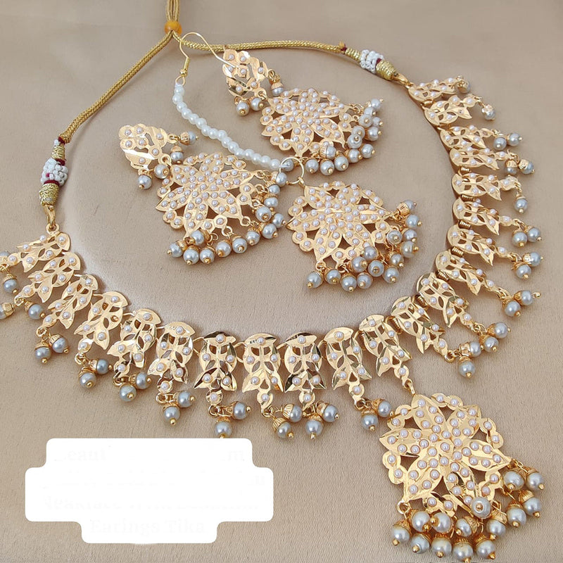 FS Collection Gold Plated Pearls Necklace Set