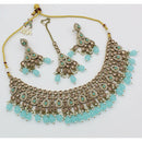 FS Collection Gold Plated Crystal Stone And Pearls Necklace Set