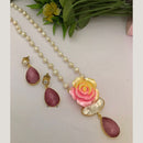 FS Collection Gold Plated Mother Of Pearls Long Necklace Set