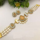 FS Collection Gold Plated Mother Of Pearls Choker Necklace Set