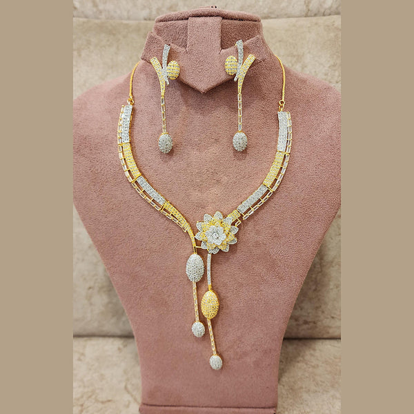 Fs Collection Gold Plated AD Necklace Set