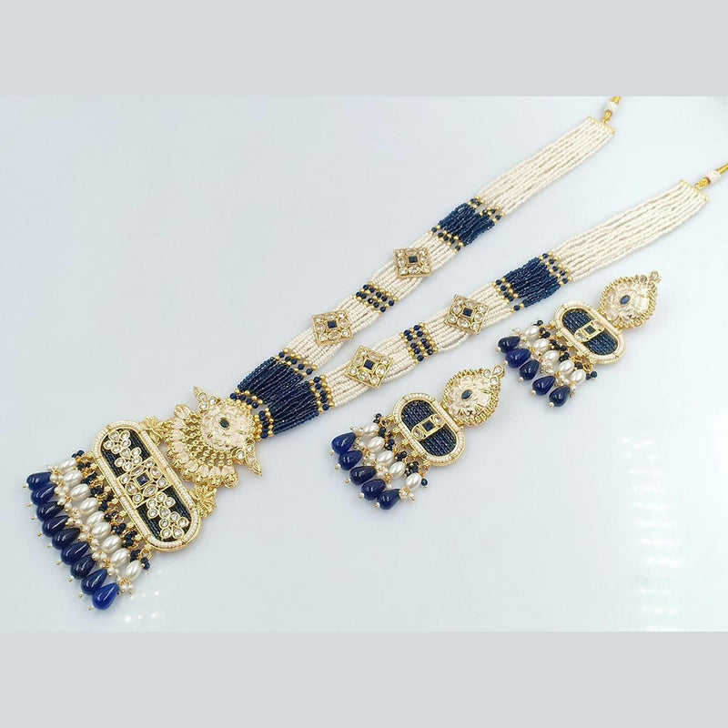 FS Collection Gold Plated Crystal Stone Long Necklace Set