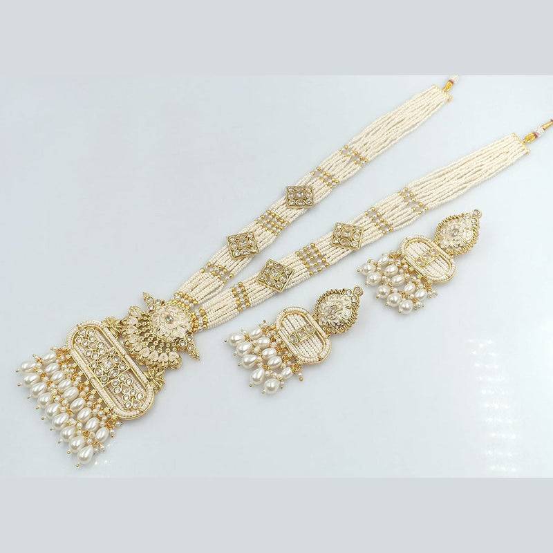 FS Collection Gold Plated Crystal Stone Long Necklace Set