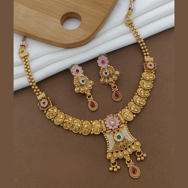 FS Collection Gold Plated Pota Stone Necklace Set