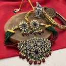 FS Collection 2 Tone Polki Kundan Stone And Pearls Choker Necklace Set