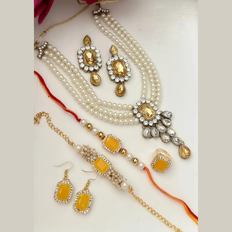 FS Collection Gold Plated Austrian Stone Necklace Combo Set