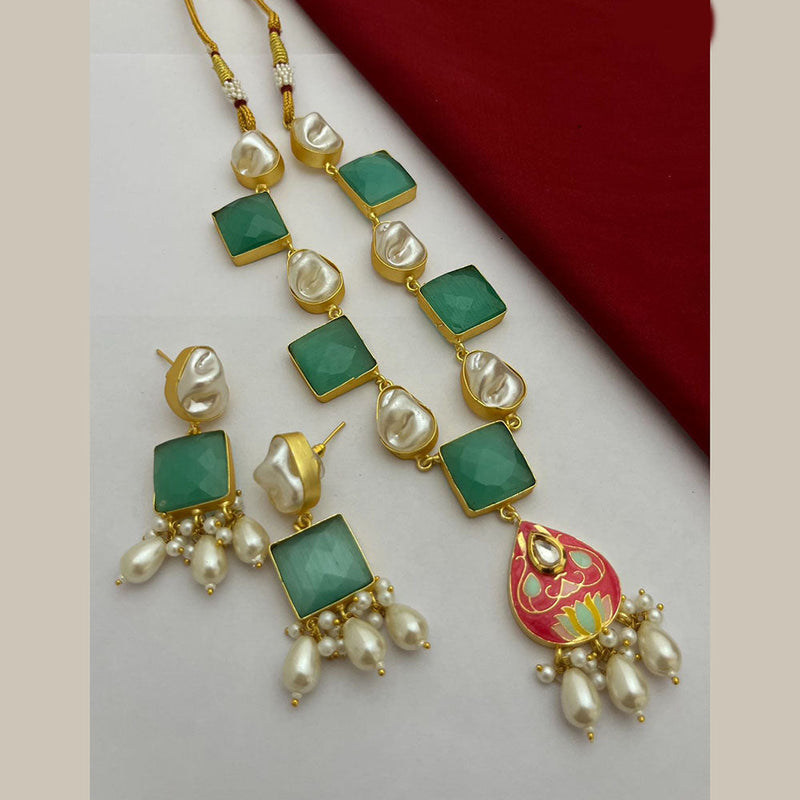 FS Collection Gold Plated Mother Of Pearl Necklace Set