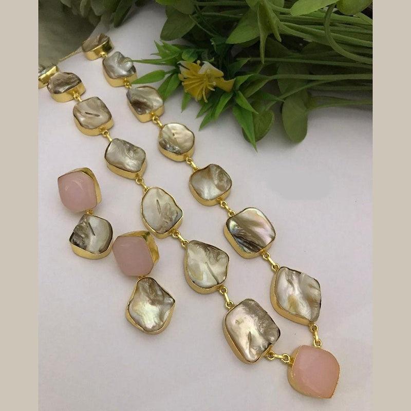 FS Collection Gold Plated Mother Of Pearl Necklace Set