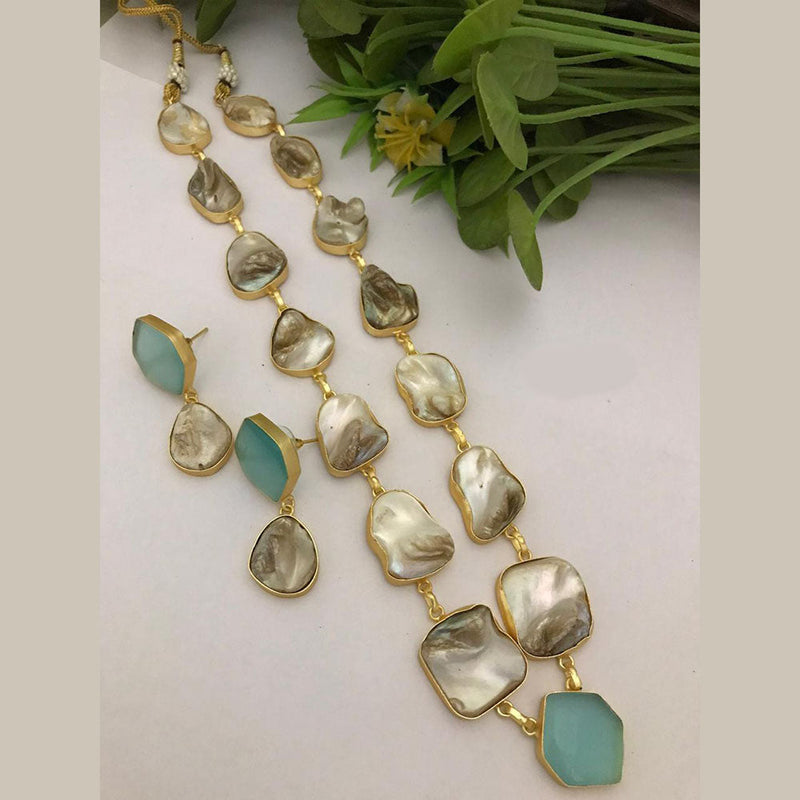 FS Collection Gold Plated Mother Of Pearl Necklace Set