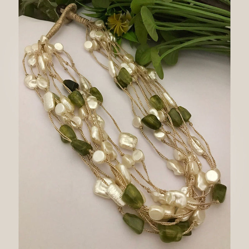 FS Collection Gold Plated Mother Of Pearl Necklace Set