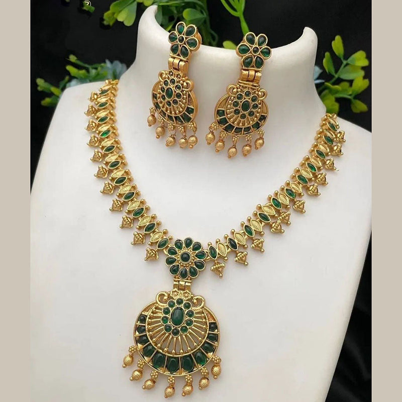 FS Collection Gold Plated Poa Stone Necklace Set