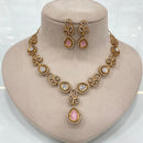 FS Collection Gold Plated Polki Kundan Stone Necklace Set