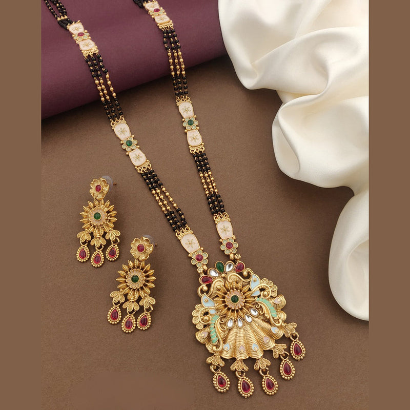 FS Collection Gold Plated Kundan Stone And Meenakari Manglasutra