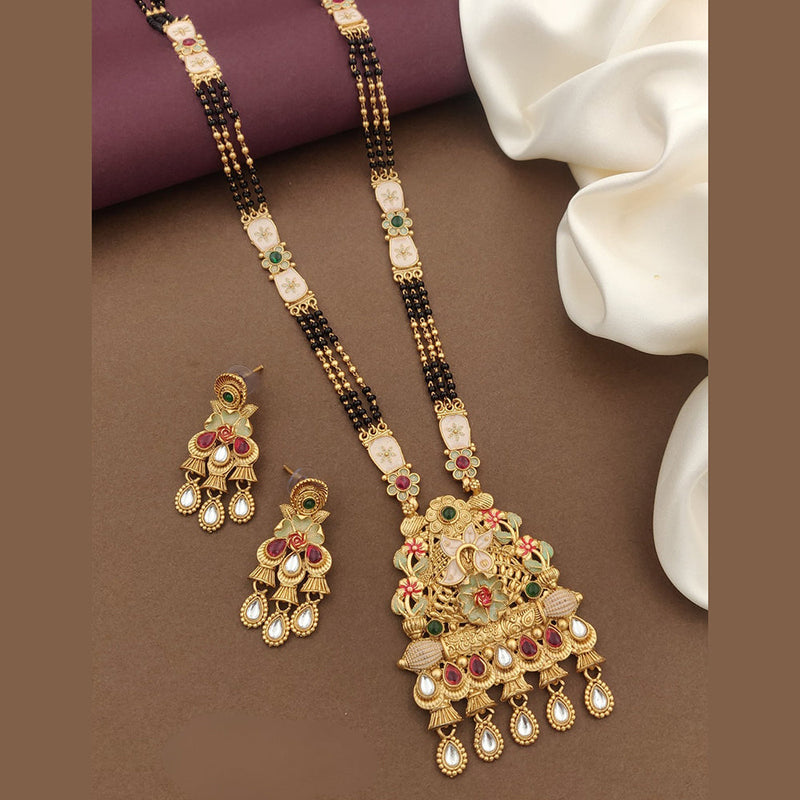 FS Collection Gold Plated Kundan Stone And Meenakari Manglasutra