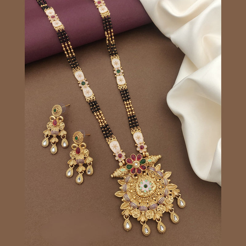 FS Collection Gold Plated Kundan Stone And Meenakari Manglasutra