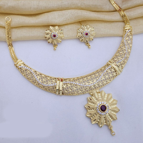 FS Collection Gold Plated Austrian Stone Necklace Set