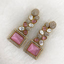 FS Collection Gold Plated Monalisa Stone Dangler Earrings