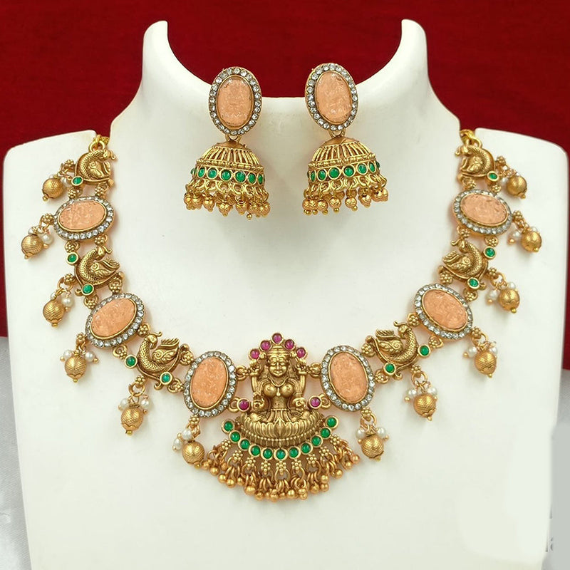 FS Collection Gold Plated Austrian Stone Temple Necklace Set