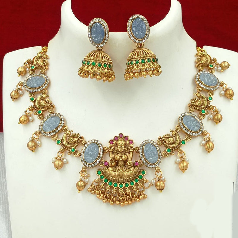 FS Collection Gold Plated Austrian Stone Temple Necklace Set