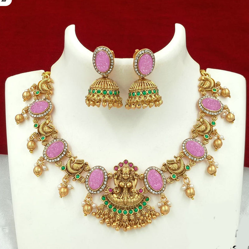 FS Collection Gold Plated Austrian Stone Temple Necklace Set