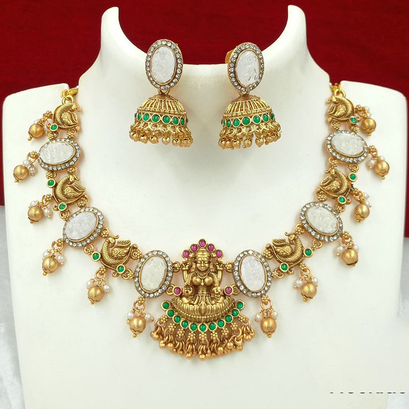 FS Collection Gold Plated Austrian Stone Temple Necklace Set