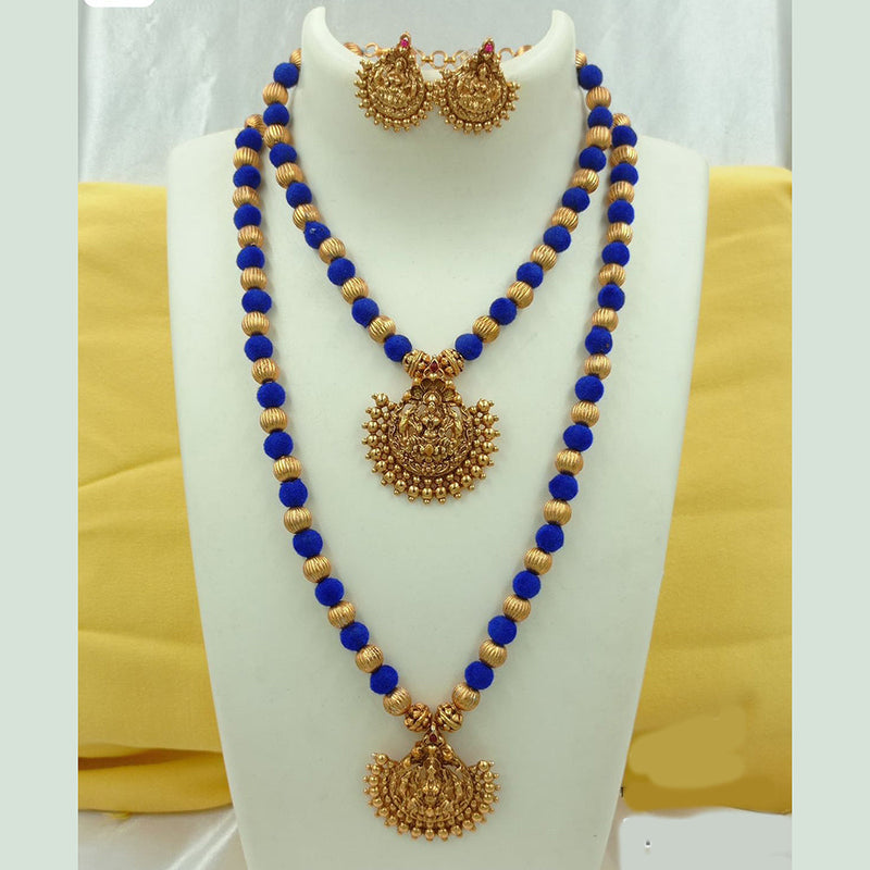 FS Collection Gold Plated Temple And Beads Double Necklace Set