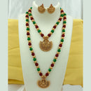 FS Collection Gold Plated Temple And Beads Double Necklace Set