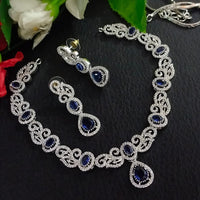 FS Collection Silver Plated AD Stone Necklace Set