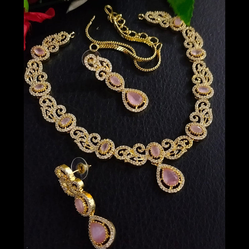 FS Collection Gold Plated AD Stone Necklace Set