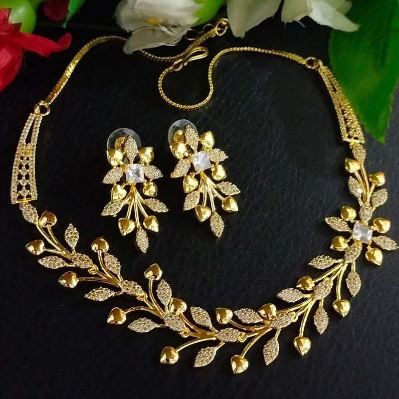 FS Collection Gold Plated AD Stone Necklace Set