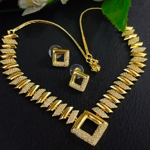 FS Collection Gold Plated AD Stone Necklace Set