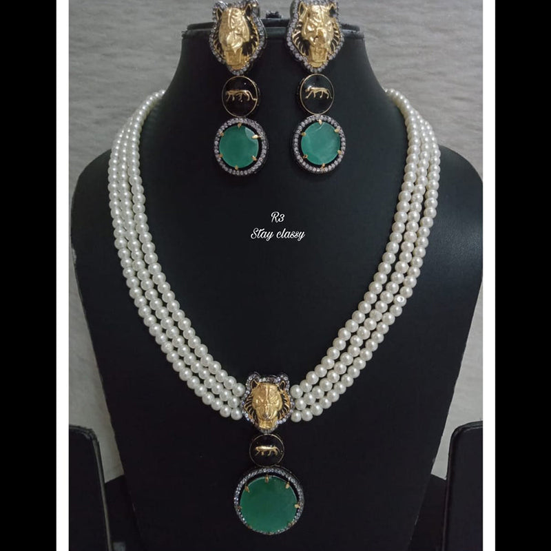 FS Collection 2 Tone Plated Sabyasachi Style AD Necklace Set