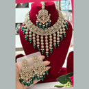 FS Collection Gold Plated Crystal Stone And Pearls Necklace Set