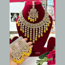 FS Collection Gold Plated Crystal Stone And Pearls Necklace Set