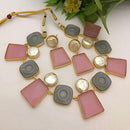 FS Collection Gold Plated Mother Of Pearls Necklace Set