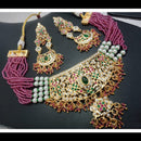 FS Collection Gold Plated Austrian Stone And Pearls Choker Necklace Set