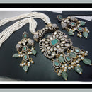 FS Collection Gold Plated Polki Kundan Elephant Pearls Necklace Set