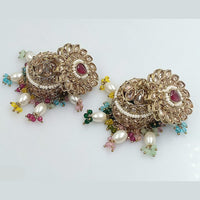 FS Collection Gold Plated Crystal Stone And Pearls Jhumki