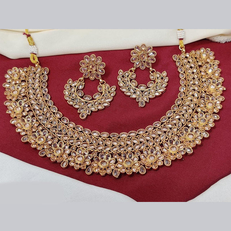 FS Collection Gold Plated Crystal Stone Necklace Set