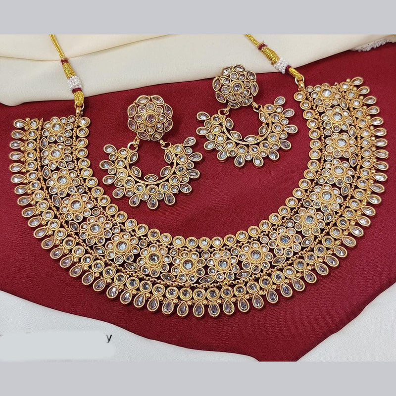 FS Collection Gold Plated Crystal Stone Necklace Set