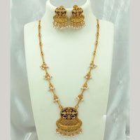 FS Collection Gold Plated Pearl Long Necklace Set