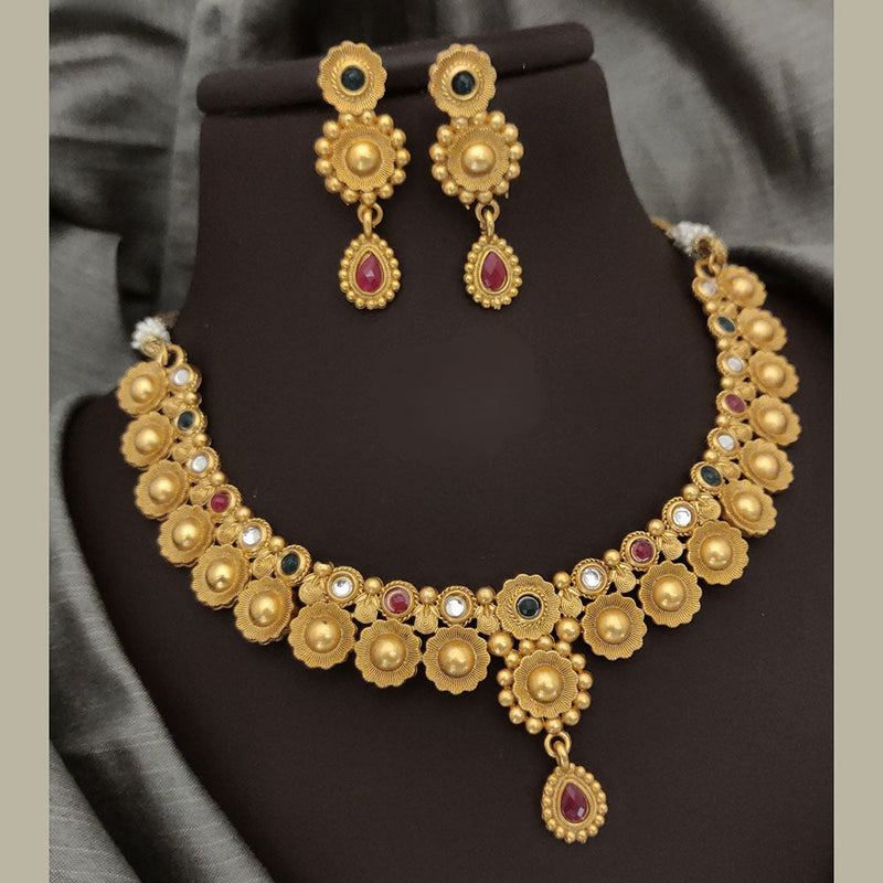 FS Collection Gold Plated Pota Stone Necklace Set