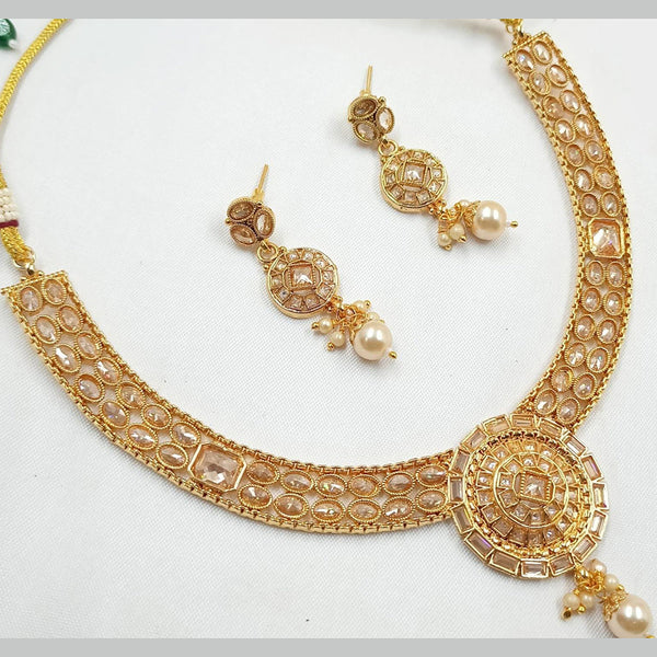 FS Collection Gold Plated Crystal Stone Necklace Set