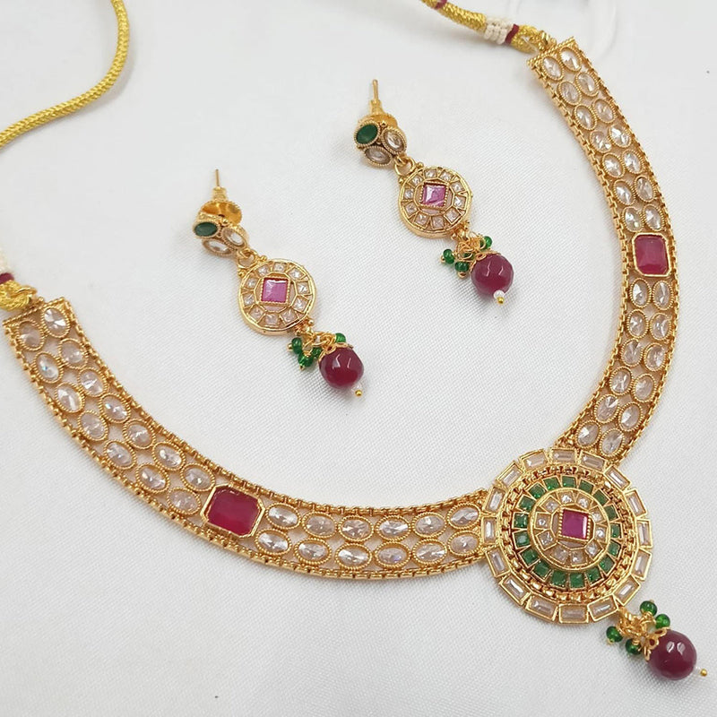 FS Collection Gold Plated Crystal Stone Necklace Set