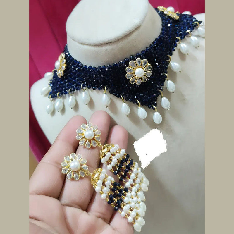 FS Collection Gold Plated Reverse AD And Pearl Choker Necklace Set