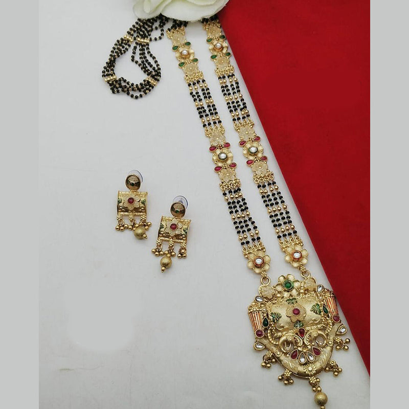 FS Collection Gold Plated Kundan Stone And Meenakari Manglasutra