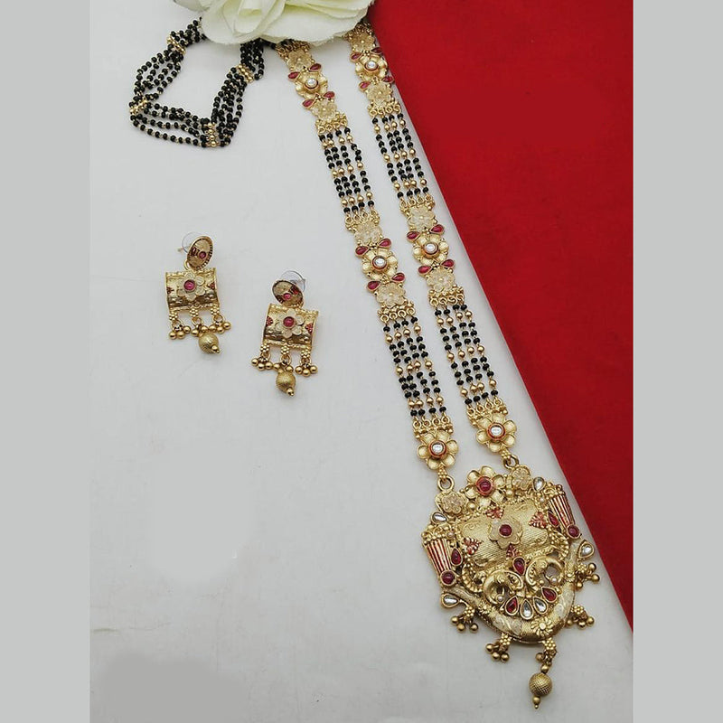 FS Collection Gold Plated Kundan Stone And Meenakari Manglasutra