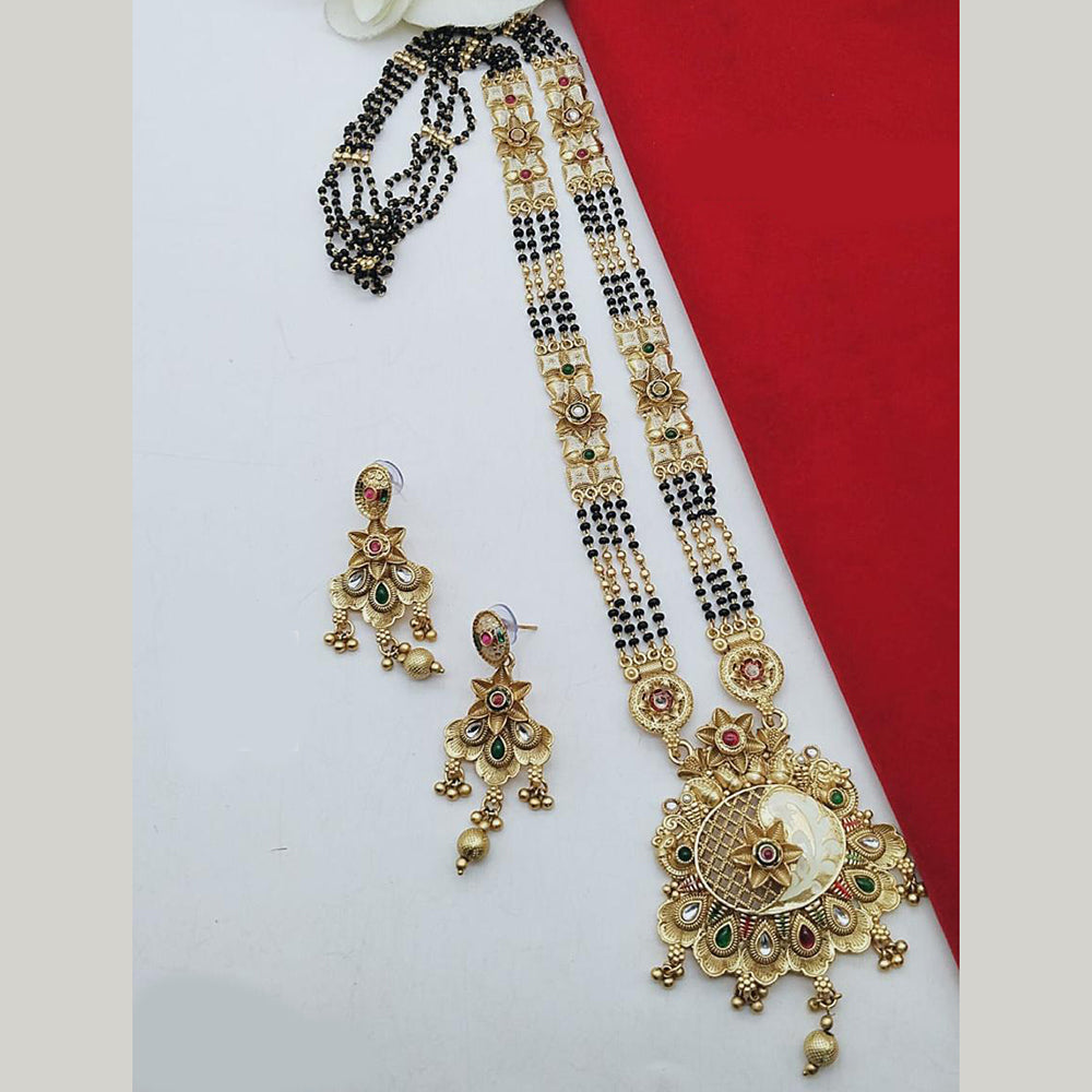 FS Collection Gold Plated Kundan Stone And Meenakari Manglasutra
